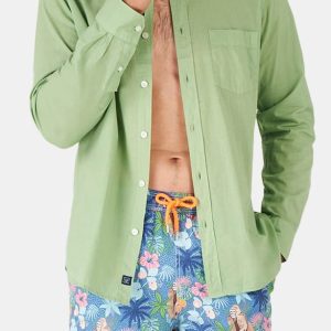 Chemise manches longues - Voile de coton Green
