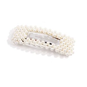 Barrette Clic Clac Perles Femme Sidonie – Argent
