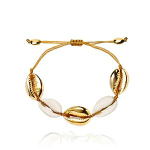 Bracelet Coquillage Cauri Or et Blanc