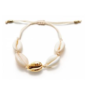 Bracelet Coquillage Or – Cordon Beige
