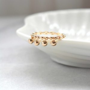 Bague Lou – Bague fine perles billes pampilles plaqué or