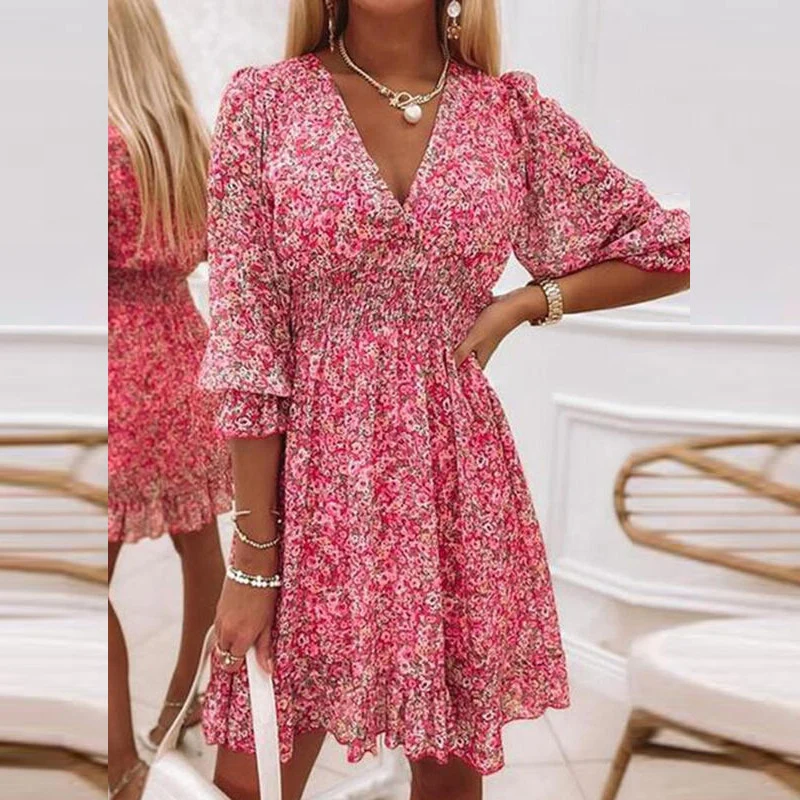 Robe Courte Motif Fleur Femme | La Parisienne – Image 2