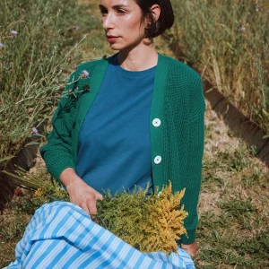 CARDIGAN MATÉ COTON ADULTE  Herbe Verte