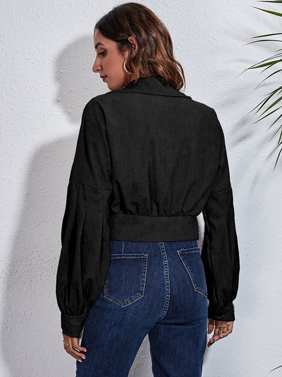 Veste en Velours Côtelé Femme Noire – Image 4