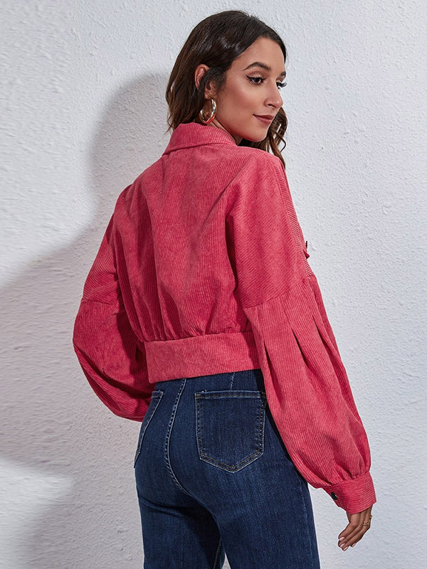 Veste en Velours Côtelé Femme Fushia – Image 6