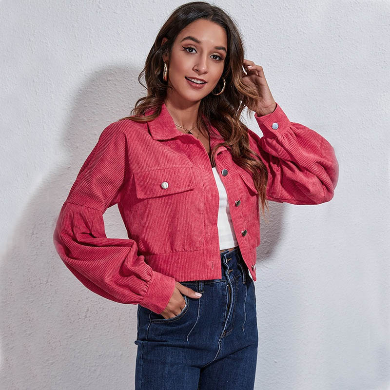 Veste en Velours Côtelé Femme Fushia