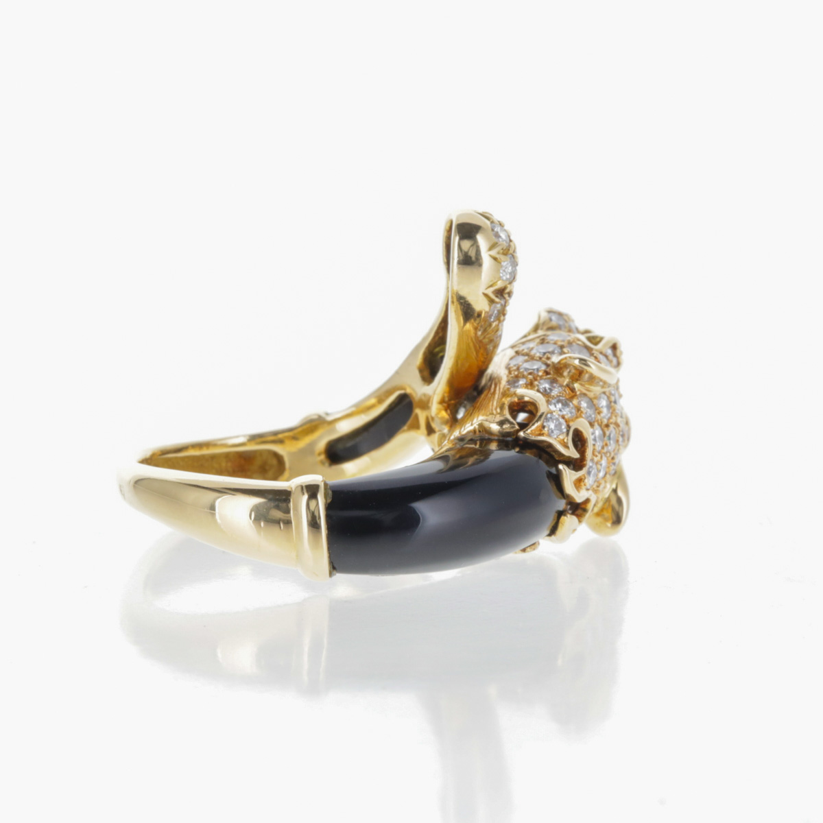 Bague Panthère Or Jaune Diamants et Onyx – Image 3