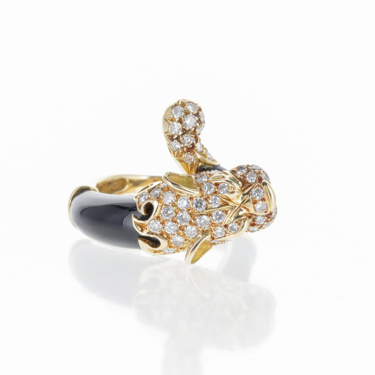 Bague Panthère Or Jaune Diamants et Onyx – Image 6