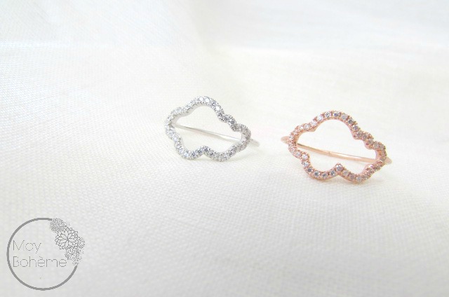 BAGUE NUAGE MAY MINIMALISTE – plaqué or rose et zirconium – Image 3