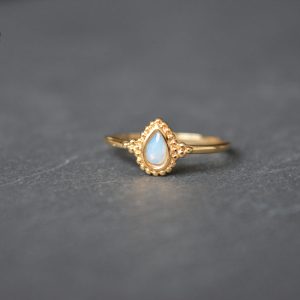 Bague Jaipur – Bague plaqué or goutte sertie