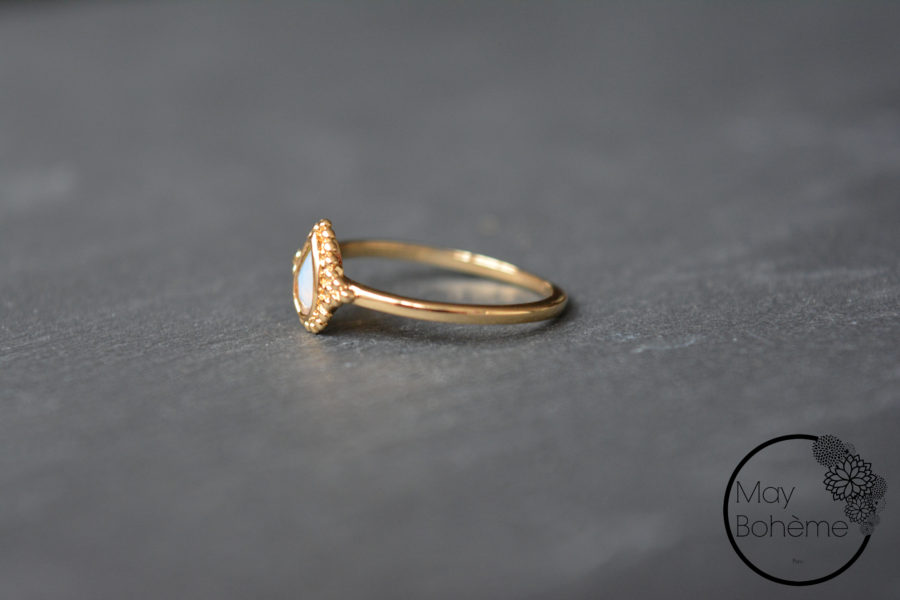 Bague Jaipur – Bague plaqué or goutte sertie – Image 5