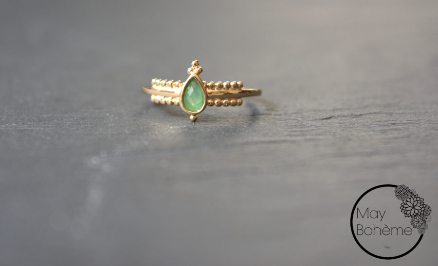 Bague Sweet Jaipur – Bague plaqué or goutte sertie – Image 2