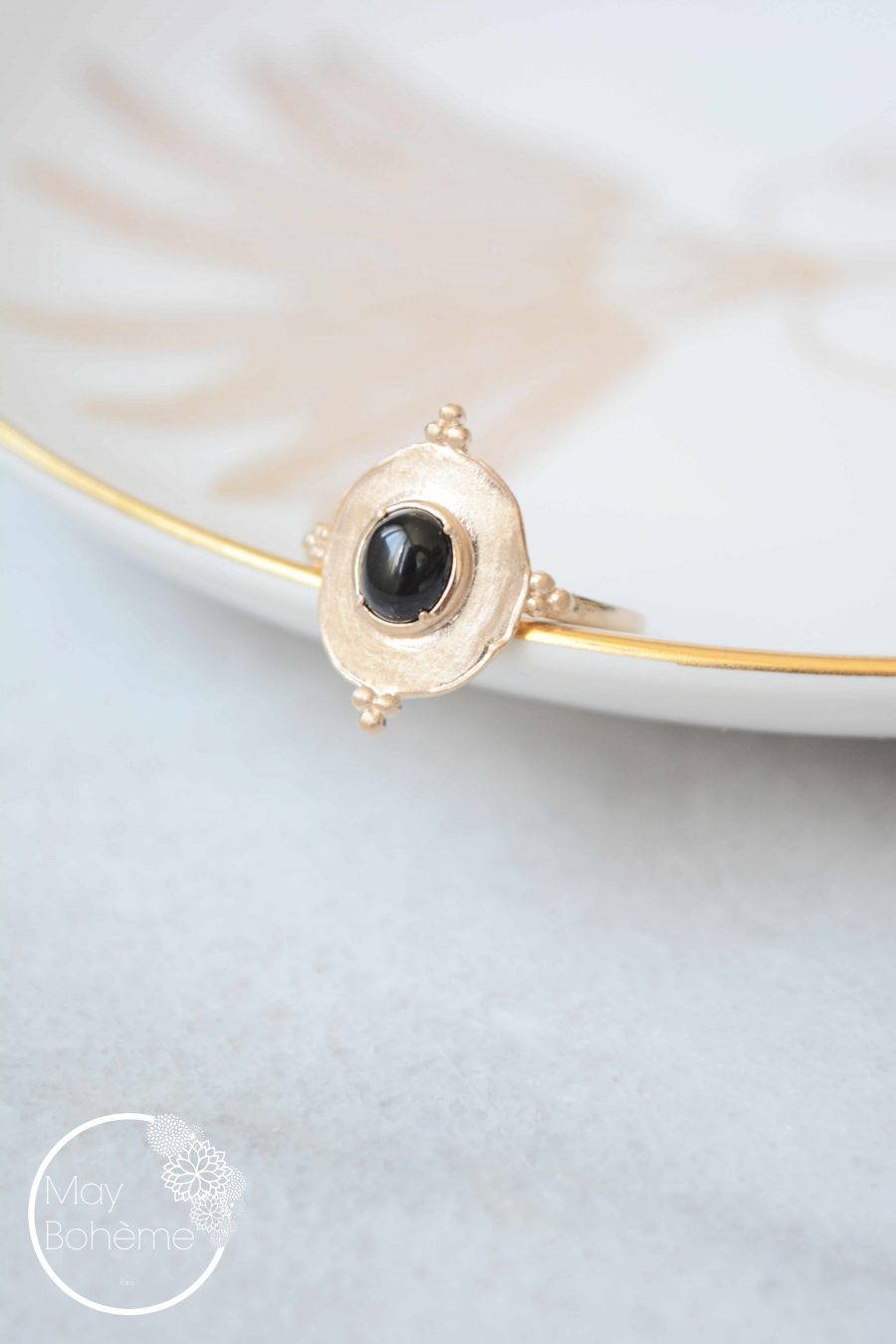 Bague Farah  – bague pierre fine style indien plaqué or mat – Image 7