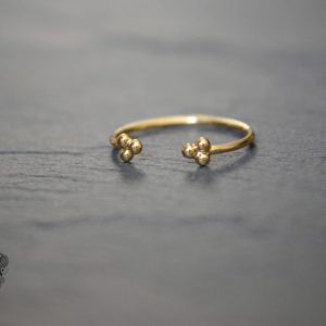 Bague Jaipur – Bague fine ouverte 3 petits points plaqué or