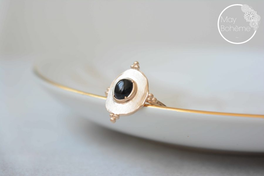 Bague Farah  – bague pierre fine style indien plaqué or mat – Image 5
