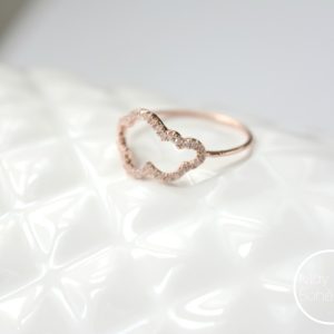 BAGUE NUAGE MAY MINIMALISTE – plaqué or rose et zirconium