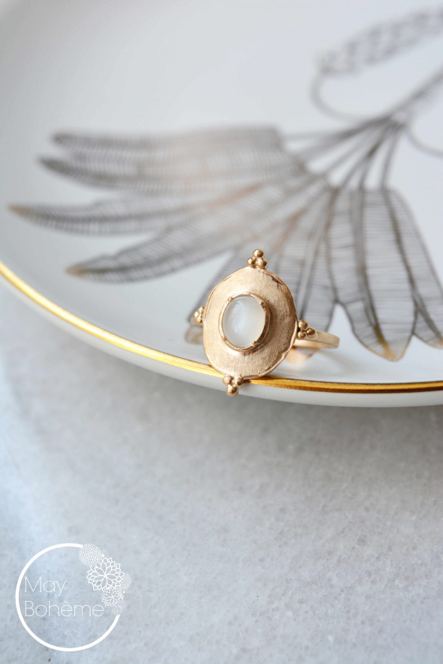 Bague Farah  – bague pierre fine style indien plaqué or mat – Image 6