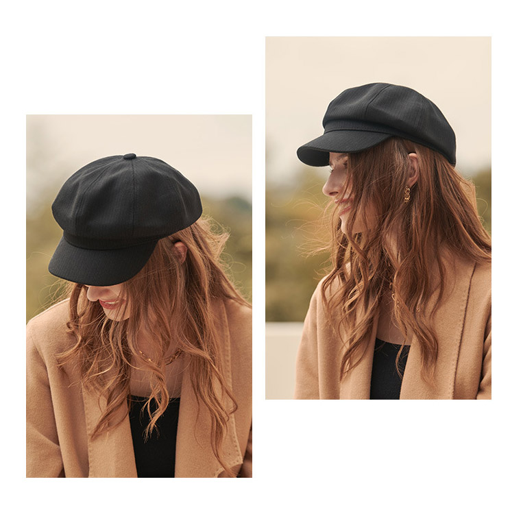 Béret Casquette Rayé Feutre Noir – Image 4