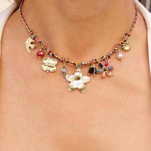 Collier charms fleur