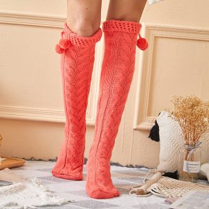 Chaussettes Hautes Laine Epaisse – Rouge