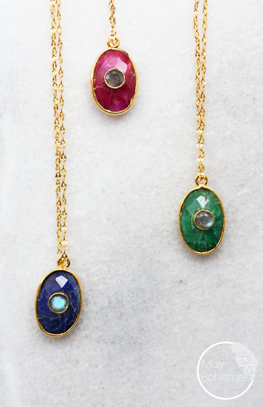 Collier  Khasmeer “INDIAN MOOD” – Collier pierre fine incrustée Labradorite – Image 2