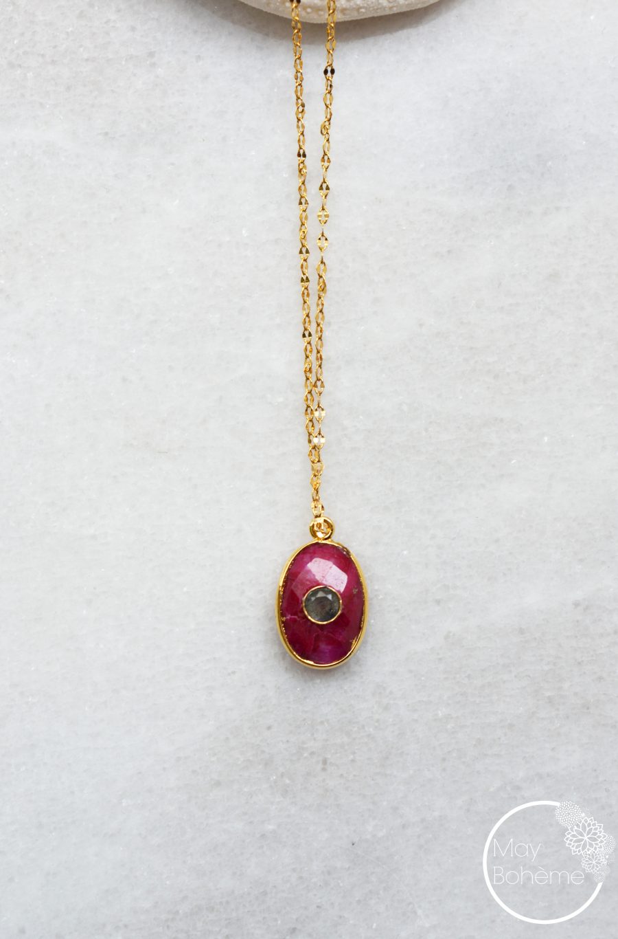 Collier  Khasmeer “INDIAN MOOD” – Collier pierre fine incrustée Labradorite – Image 9