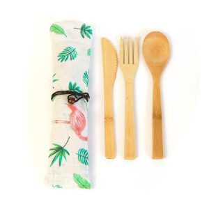 Couverts Réutilisables en Bambou Flamant Rose