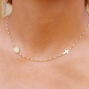 Collier Croix horizontale et Madone