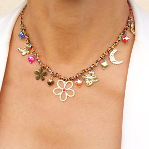 Collier charms fleur fine