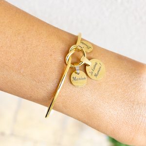 Bracelet noeud doré avec médaille(s) à personnaliser