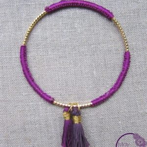 JONC MANOUCHE CHIC – Jonc fermé ciselé, tissage, pompons