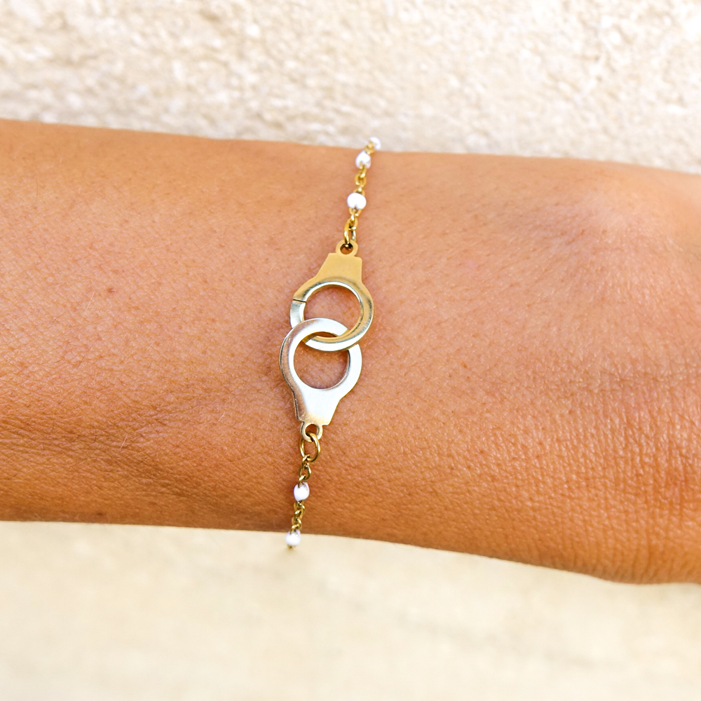 Bracelet menottes et chaîne émaillée – Image 2