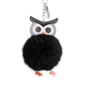 Porte-clés Pompon Chouette – Noire