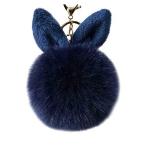 Porte-clés Pompon Lapin – Bleu marine